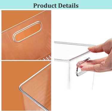 KJIXYUNG Refrigerator Organizer Set, Transparent Storage Box Organizer Stackable, Organizer Boxes for Refrigerator, Pantry, Cupboard, Snacks, Cans, Kitchen - BPA-free 29x20x15.5CM