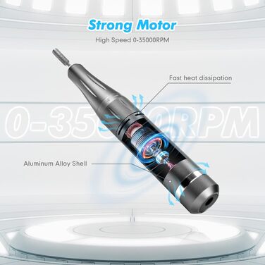 Електричний фрезер для нігтів 35000 об/хв з LED-дисплеєм та USB-зарядкою. Професійний набір для манікюру та педикюру для гелю та акрилу. DIY-інструмент для нігтів