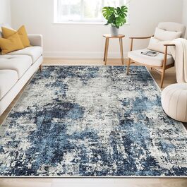 Килим для вітальні 160x230 см, блакитний, вінтажний, з коротким ворсом, абстрактний дизайн, легко миється, антиковзаючі килими для спальні