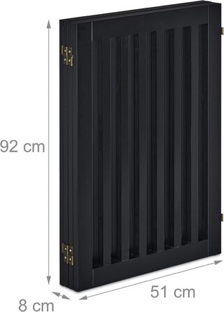 Relaxdays Adjustable Folding Pet Gate - 4 Panel, Black MDF - 92 x 206.5 cm