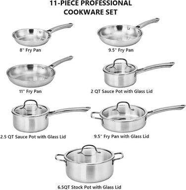 Набір каструль LeadZM з керамічним покриттям (22 шт.) для індукційних плит, сумісний з усіма плитами, без PFOA/PFOS (Бежевий) + Набір з 11 предметів з нержавіючої сталі (Сріблястий)
