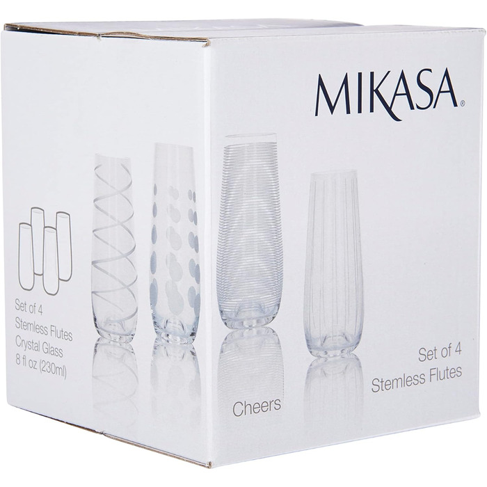 Набір келихів для шампанського MIKASA Cheers Kristall, 4 шт., 250 мл, оригінальний дизайн