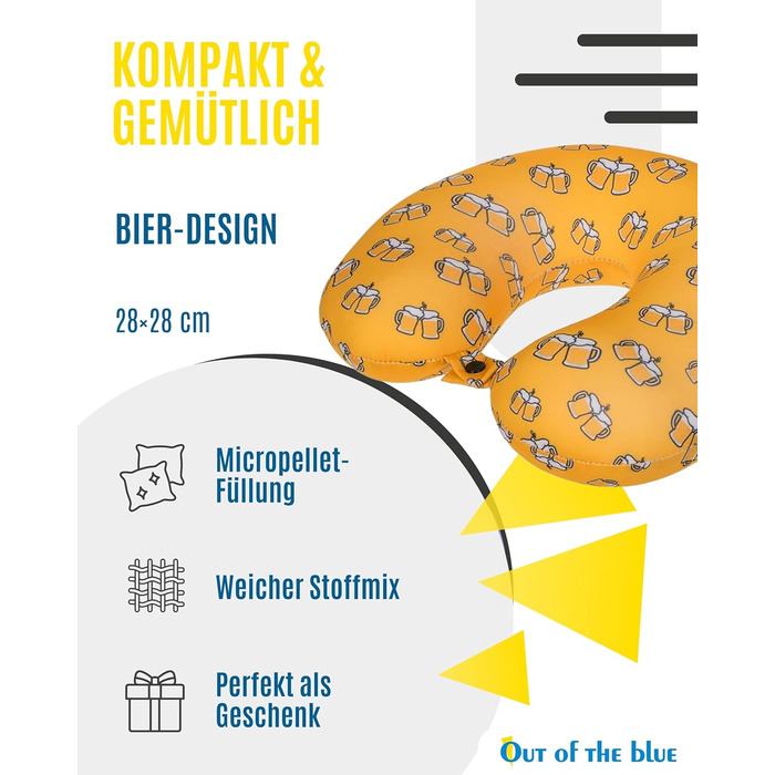 Подушка для шиї з мікрогранулятом - компактна подушка-воронка для подорожей, 30x30 см, ергономічна, для літака та поїзда