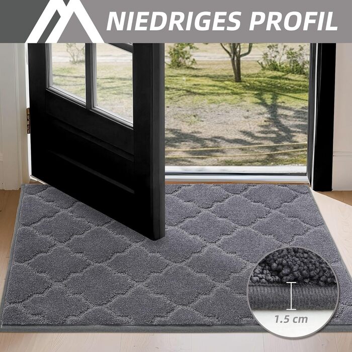 Килимок придверний COSY HOMEER 50x80 см сірий, антиковзний, вологостійкий, для кухні, коридору, тераси - машинне прання