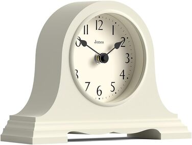 JONES CLOCKS® Speakeasy Desk Clock | Classic Napoleon Hat Design | | Contemporary classic style for desk, table, shelf or bedside table (Light Cream)