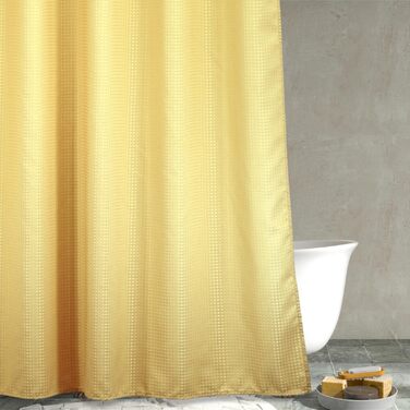Штора для душу Waffelmuster, жовта, 183x183 см, поліестер, водонепроникна, міцна, для ванної кімнати
