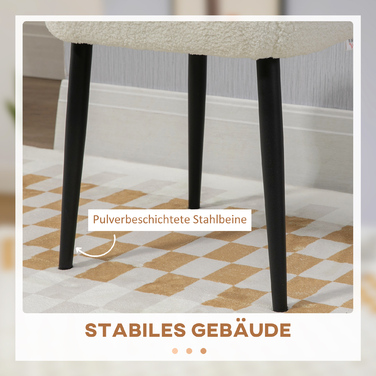 HOMCOM Square Footrest Ottoman Vanity Stool, Cashmere-Look with Steel Legs for Living Room Bedroom, Cream, 42x42x47cm