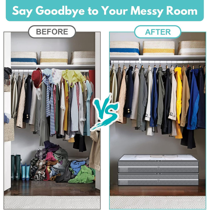 Органайзер для зберігання під ліжком GARPROVM 96L (2 шт.) 104x50x18 см, з фетру, для постільної білизни, ковдр, одягу