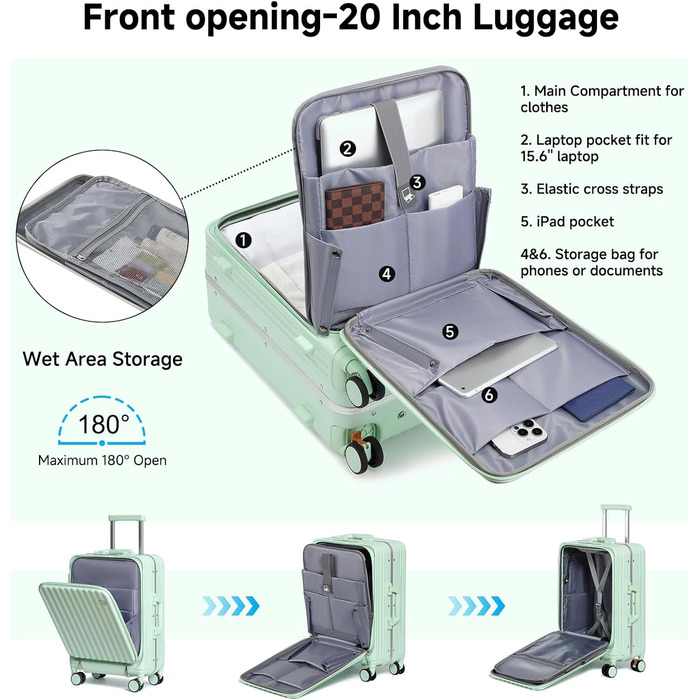 Набір валіз Sea Choice Hartschalen 2 шт. (Trolley, 55/78 см) з TSA замком та тримачем для напоїв, зелений