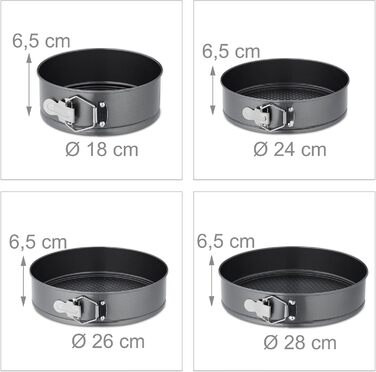 Набір для випічки Relaxdays, 7 предметів, круглі та квадратні форми, 18-28 см, сталь з антипригарним покриттям