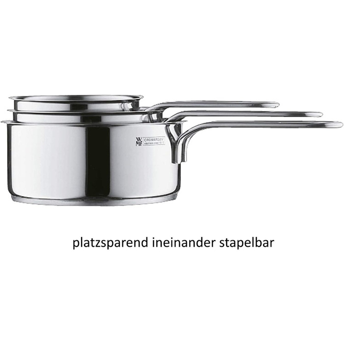 Каструля WMF Mini Stielkasserolle 14 см з нержавіючої сталі Cromargan, 0,9 л, без кришки, для невеликих порцій, Induktion