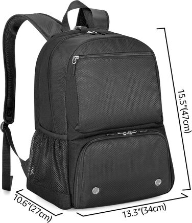 Рюкзак для тенісу DSLEAF з відділенням для взуття, сумка для 2 ракет, з підкладкою на плечах, чорний (для жінок та чоловіків)