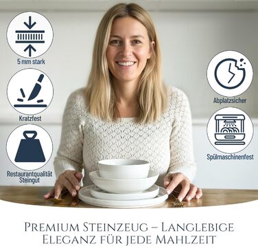 Набір посуду з порцеляни Pure Living 24 шт. для 6 осіб (білий)