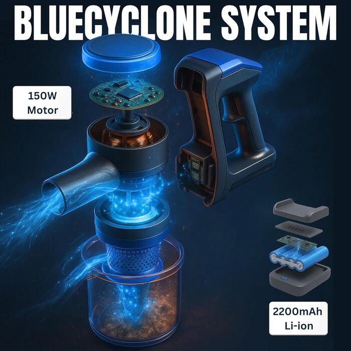 Акумуляторний пилосос VARIO150 | 3-в-1 | Потужний турбопилосос з 45 хв роботи та швидкою зарядкою | для 300 м² | Килим, тверді підлоги, шерсть тварин | LED пилосос-трійка | Бездротовий