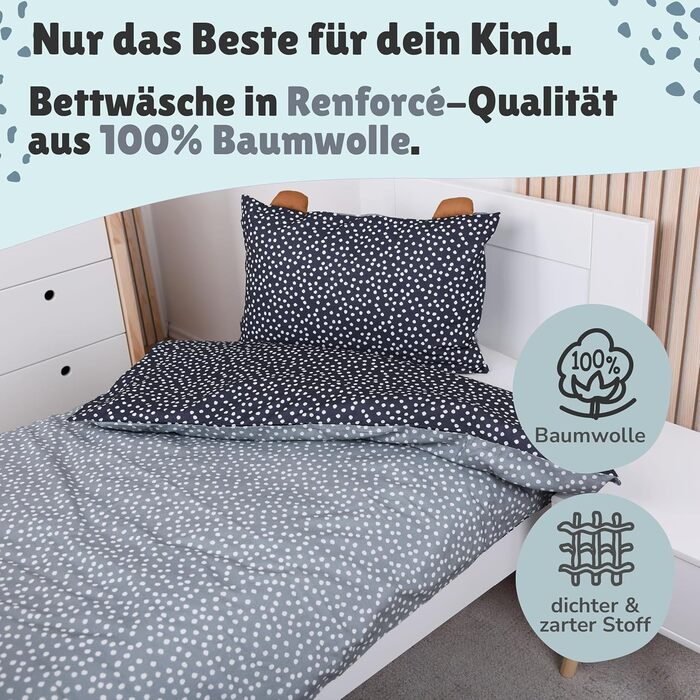 Дитяча постільна білизна (комплект 2 шт.) з 100% бавовни Oeko-Tex: ковдра 100x135 см та подушка 40x60 см, на блискавці, дихаюча, регулює температуру, з тваринами (Гіпопотам)