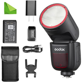 Спалах Godox V1N для Nikon: потужний, швидкий, з Li-Ion акумулятором, 76 Вт, TTL, HSS 1/8000, 480 спахів, перезарядка 1.5с