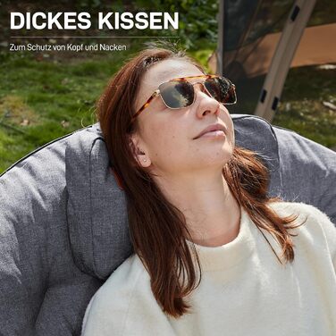 Крісло-місяць EVER ADVANCED Luxus XXL для кемпінгу, складне, до 150 кг, сіре. З подушкою, для саду, балкону, приміщення