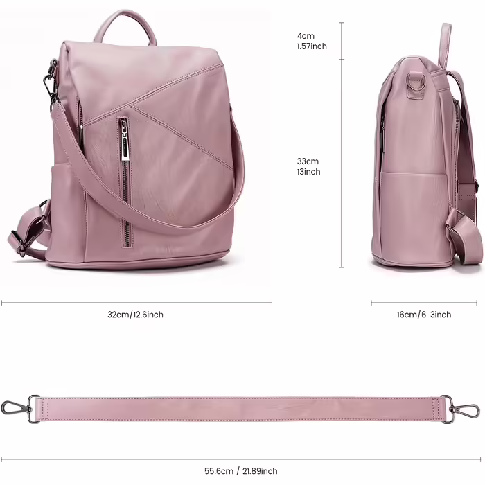molshine Anti-Theft Backpack made from vegan leather, fashionable casual bag, travel daypack, shoulder backpack, handbags for women and men HB041 (Violet/Purple)