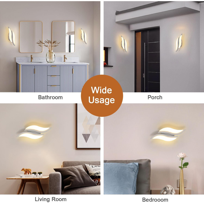 LED настінний світильник Dorlink, сучасна лампа для спальні, вітальні, коридору, сходинок, тепле біле світло 3000K, стиль Арт Деко, листя