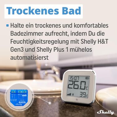 Shelly H&T Gen3 Ivory | Wi-Fi Smart Temperature and Humidity Sensor | Remote Control | Smart Scenes | Notifications | Data Logging | No Hub Required | Alexa & Google Home