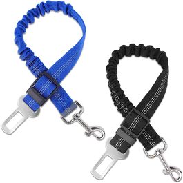 Автомобільні ремені безпеки для собак, регульовані, 2 шт., чорний + синій