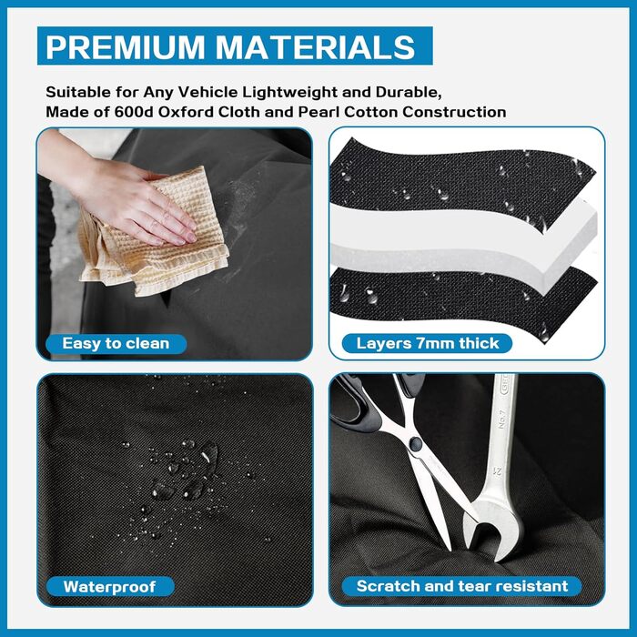 Захист для багажника автомобіля від бруду та подряпин для собак, 80x64 см, чорний. Вологостійкий, стійкий до розривів. Килимок для транспортування собак та багажу.