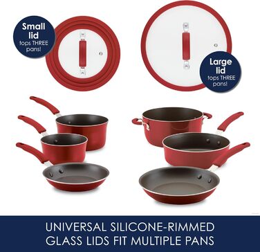 Набір кухонного посуду Rachael Ray Cook + Create, 10 предметів, антипригарне покриття, Agave (червоний)