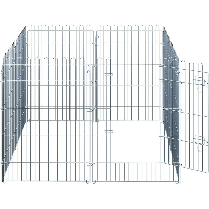 PawHut Вольєр для цуценят/собак, 8 панелей, 63B x 91H см, срібний, для собак, котів, цуценят, вольєр для собак на вулицю