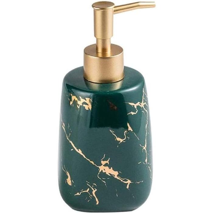 Керамічний дозатор для мила FülleMore, 350 мл, наповнюваний, золото, мармур, для кухні та ванної кімнати