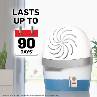 UniBond AERO 360° Moisture Absorber, extremely absorbent dehumidifier, prevents condensation, mold, and musty odors, refillable condensation absorber, 1 device including 1 refill tablet 450g
