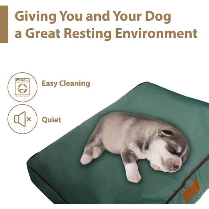 Ліжко для собак Ellie-Bo, XXL, 117x75x10 см, зелене, водонепроникний матеріал, м'яка та миюча подушка