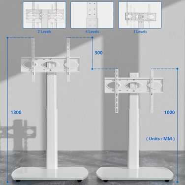 Adjustable TV Stand with Swivel Mount - Fits 32-65 Inch Flat & Curved TVs - Max VESA 400x400mm, 35kg