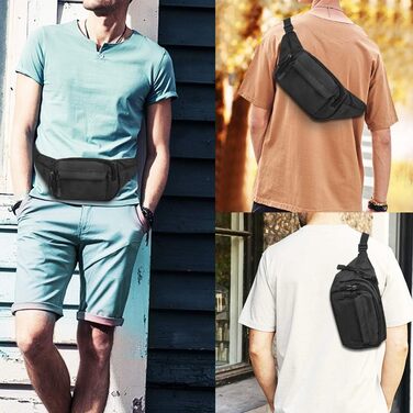 Водонепроникна поясна сумка-рюкзак для жінок та чоловіків, ідеальна для туризму, кемпінгу, велосипеду та подорожей, чорного кольору, велика