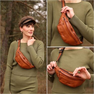 Чоловіча/жіноча поясна сумка Gusti Leather Spencer I з натуральної шкіри, регульований ремінь (колір: коричневий)