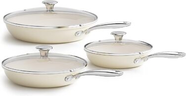 Redchef Ceramic Nonstick Induction Pan Set - 6 Piece Cookware Set with Lids (20/24/28cm) - PFOA, PTFE, PFAS Free