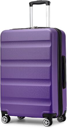 Чемодан-тележка KONO, великий, розширюваний, з жорстким корпусом, фіолетовий, 75x47.5x29.5 см, з TSA-замком та 4 подвійними колесами, ідеальний для подорожей та бізнесу