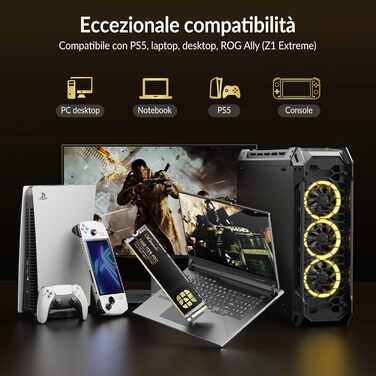 GiGimundo G7450ITERPRO 2TB SSD NVMe PCIe Gen4×4 - Внутрішній SSD накопичувач 2280, 7100 МБ/с (читання), 5000 МБ/с (запис), сумісний з PS5 Pro