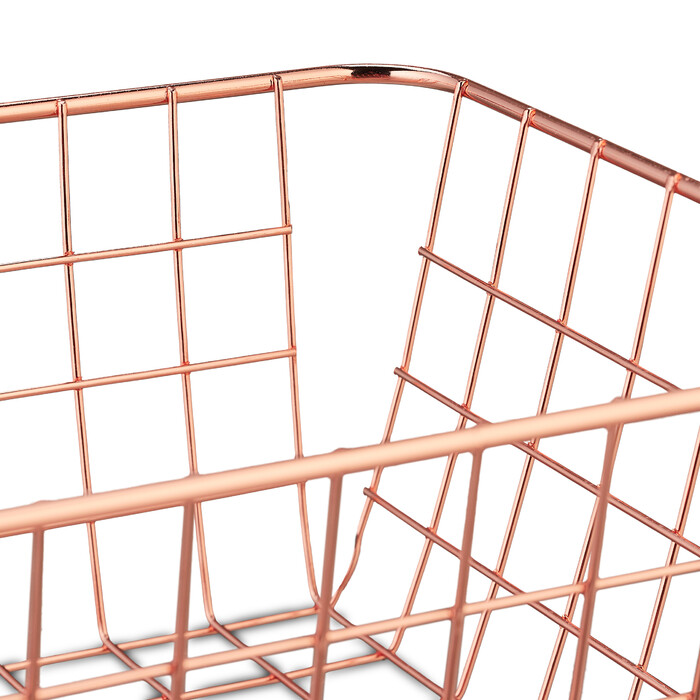 Set of 2 Wire Baskets in Rosé Gold