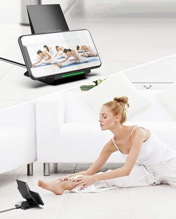 Бездротовий зарядний пристрій NANAMI Qi з адаптером USB-C 20W PD, сумісний з iPhone 17/16/15/14/13/12 Pro Max XR 8 та Samsung Galaxy S25/S24/S23/S22, чорний