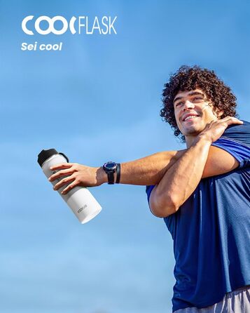 Термофляга Coolflask 2Л з трубочкою та 3 кришками, вакуумна пляшка для води з нержавіючої сталі для спорту та подорожей, Starry Indigo Black