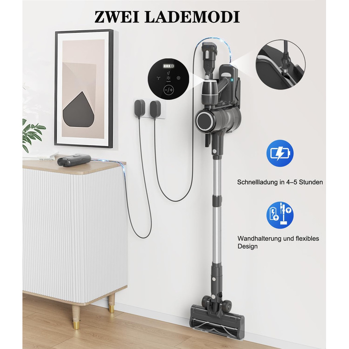 Бездротовий акумуляторний пилосос - вертикальний, без мішка, для тварин та килимів. Вертикальний пилосос з зарядною станцією
