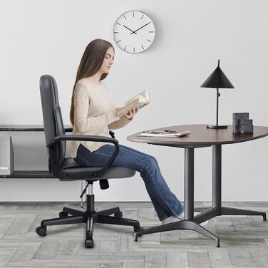 Офісне крісло MIXASTEP з PU-шкіри, регульована висота, поворотне, з підлокітниками та колесами 360°, для роботи, навчання, геймінгу (сірий)