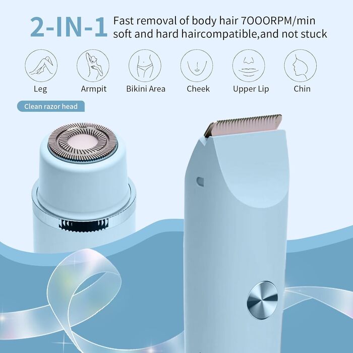Електричний триммер для жінок, Bikini-trimmer, водонепроникний, для догляду за тілом (Blue)