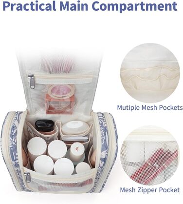 Косметичка для дорослих та дітей Narwey Klein - жіноча та чоловіча сумочка для туалетних аксесуарів (Blaues Blatt (Klein)) A-blaues Blatt S