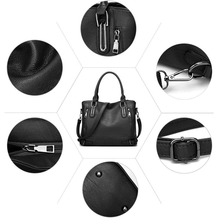 Сумка жіноча VINBAGGE з PU шкіри, шопер, вінтажна, чорна, для офісу та щоденного використання