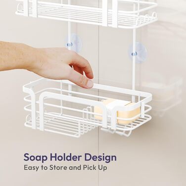 Поличка для душу SWTYMIKI: нержавіюча сталь, 11 гачків, 2 способи встановлення, аксесуари для душу (біла)