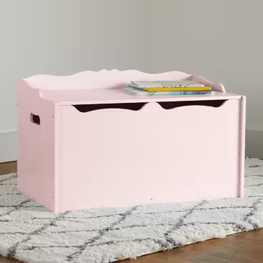 Amazon Basics Wooden Toy Box, 30 x 16 x 18.5 inches, Pink