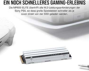 SSD Corsair MP600 Elite 4TB M.2 PCIe Gen4 x4 NVMe з кулером - для PS5 - до 7000 МБ/с