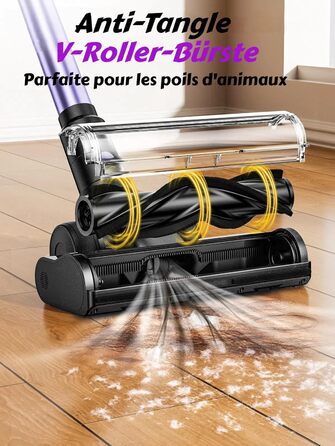 Бездротовий пилосос SUXIANGVAC 48KPa, 500W, 55 хвилин роботи, з док-станцією, LED дисплеєм, антизаплутана щітка, для шерсті тварин, килимів, твердих поверхонь, авто, фіолетовий