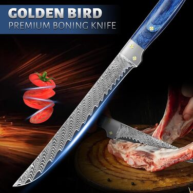 Ніж кухарський Golden Bird, 20 см, з вуглецевої сталі, з ергономічною ручкою, для кухні, грилю та відпочинку на природі